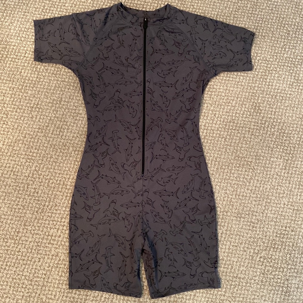 Tomboy X Unisuit Swimsuit small NEW NWOT SHARK PRINT RARE
